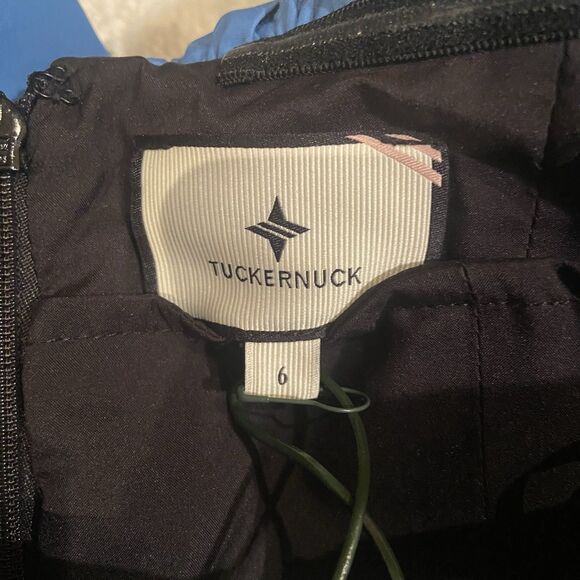 Tuckernuck Zanzibar Blue and Black Artemis Dress Velvet Off The Shoulder Size 6 - Picture 3 of 15